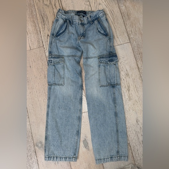 Aeropostale Y2K Style Low Rise baggy wide leg Cargo Jeans 0/2 XS hip-hop garage - Picture 3 of 16